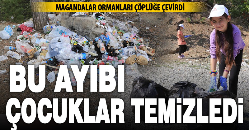 Çöp dağına dönen ormanı, çocuklar temizledi