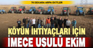 Köylüler, köy ihtiyaçları için 70 dekar tarlaya imece usulü arpa ekti
