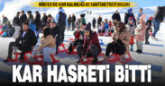 Kar kalınlığının 85 santimetreyi bulduğu kayak merkezinde yoğunluk