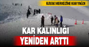 Kayak merkezine kar yağdı