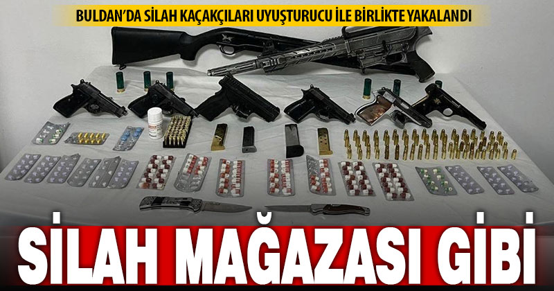 Buldan’da kaçak silah ve uyuşturucu ele geçirildi