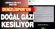 Denizlispor’un 2 milyon lirayı bulan borcu nedeniyle tesislerin doğal gazı kesiliyor