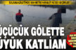 Sulama göletinde 500 metre misina ağ ele geçirildi