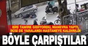 Tamire giden motosiklete başka bir motosikletin çarpıştığı kaza kamerada