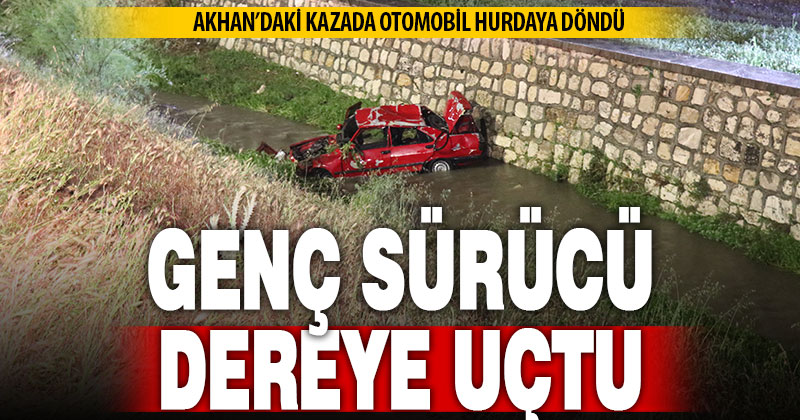 Direksiyon hakimiyetini kaybeden sürücü dereye uçtu