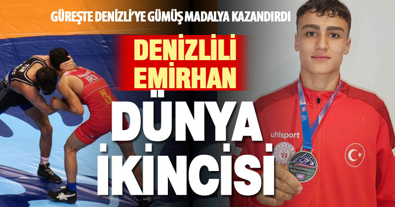 Denizlili Kaan Emirhan güreşte dünya ikincisi oldu