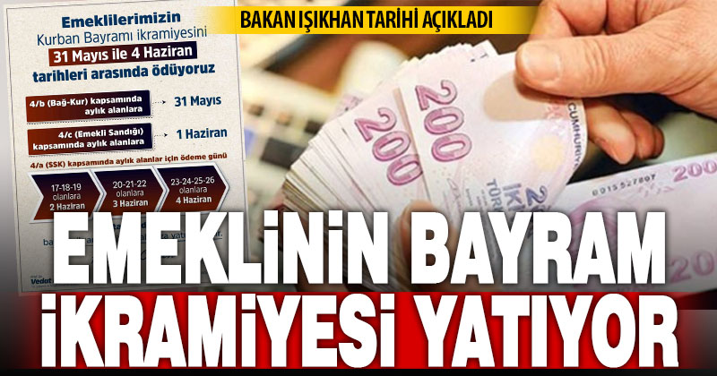 Bakan Işıkhan: “Emeklilerimizin bayram ikramiyesi ödemeleri 31 Mayıs ile 4 Haziran arasında yatırılacak”