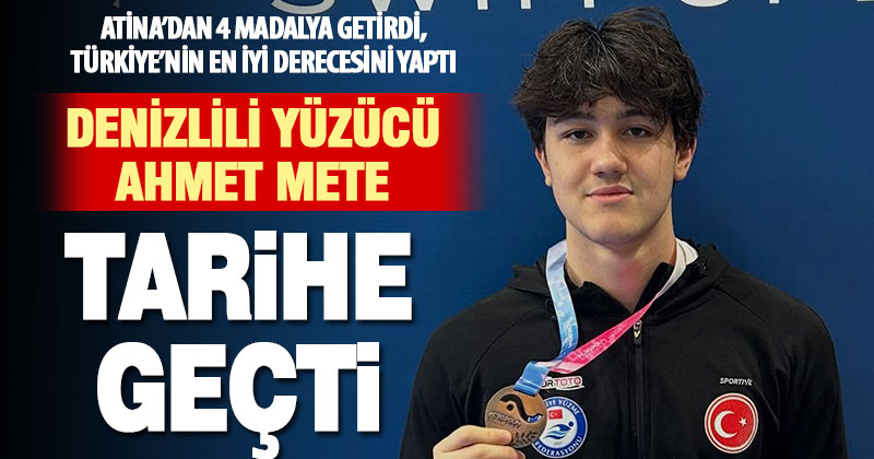 Denizlili yüzücü Mete Boylu en iyi süreler ile Atina’dan 4 madalya getirdi