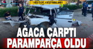 Ağaca çarpan otomobil hurdaya döndü: 1 ölü, 4 yaralı