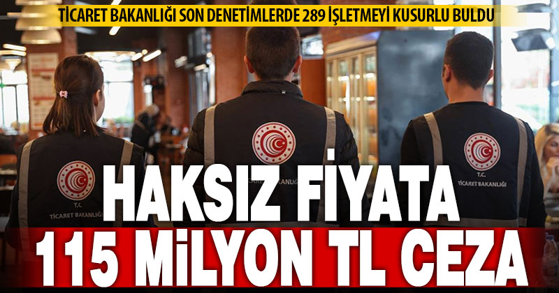 Haksız Fiyat Değerlendirme Kurulu 289 işletmeye 114,7 milyon TL ceza uyguladı