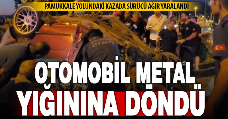 Aşırı hız yüzünden refüjdeki ağaca çarpan otomobil hurdaya döndü: 1 yaralı
