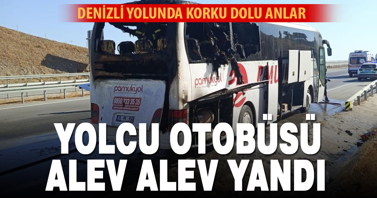 Yolcu otobüsü alevlere teslim oldu