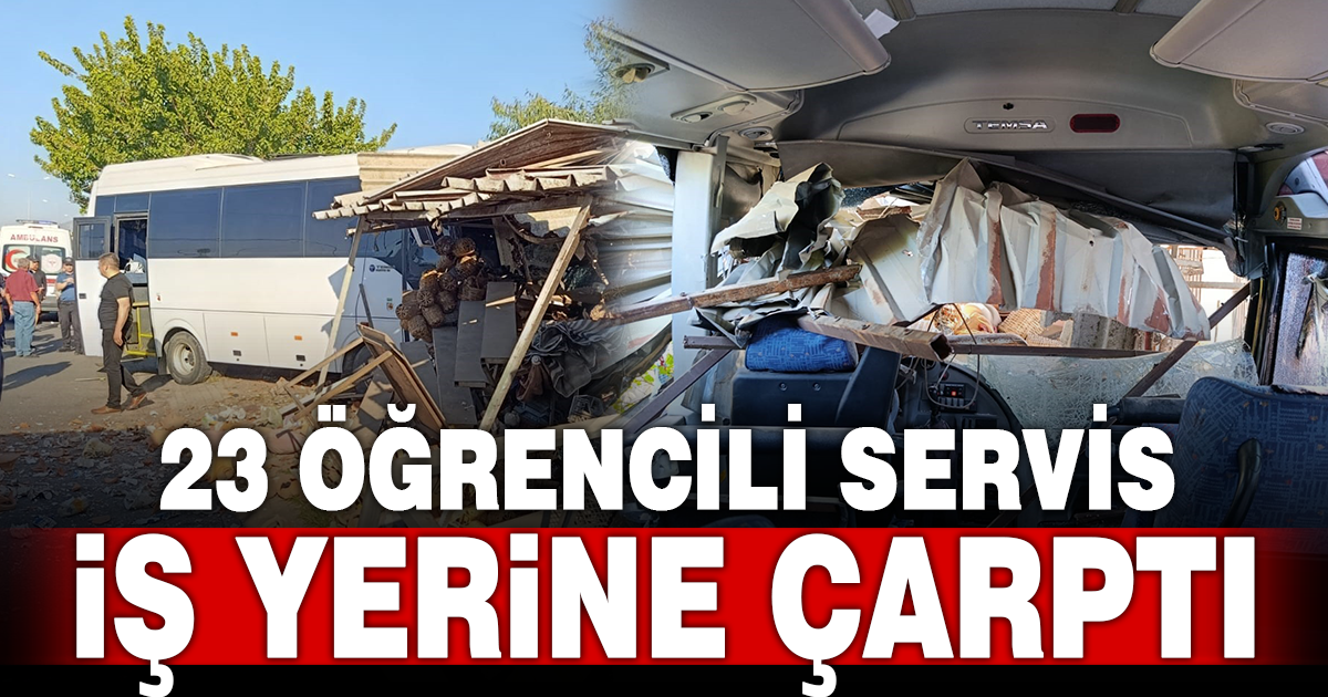 İçerisinde 23 öğrencinin bulunduğu servis kaza yaptı