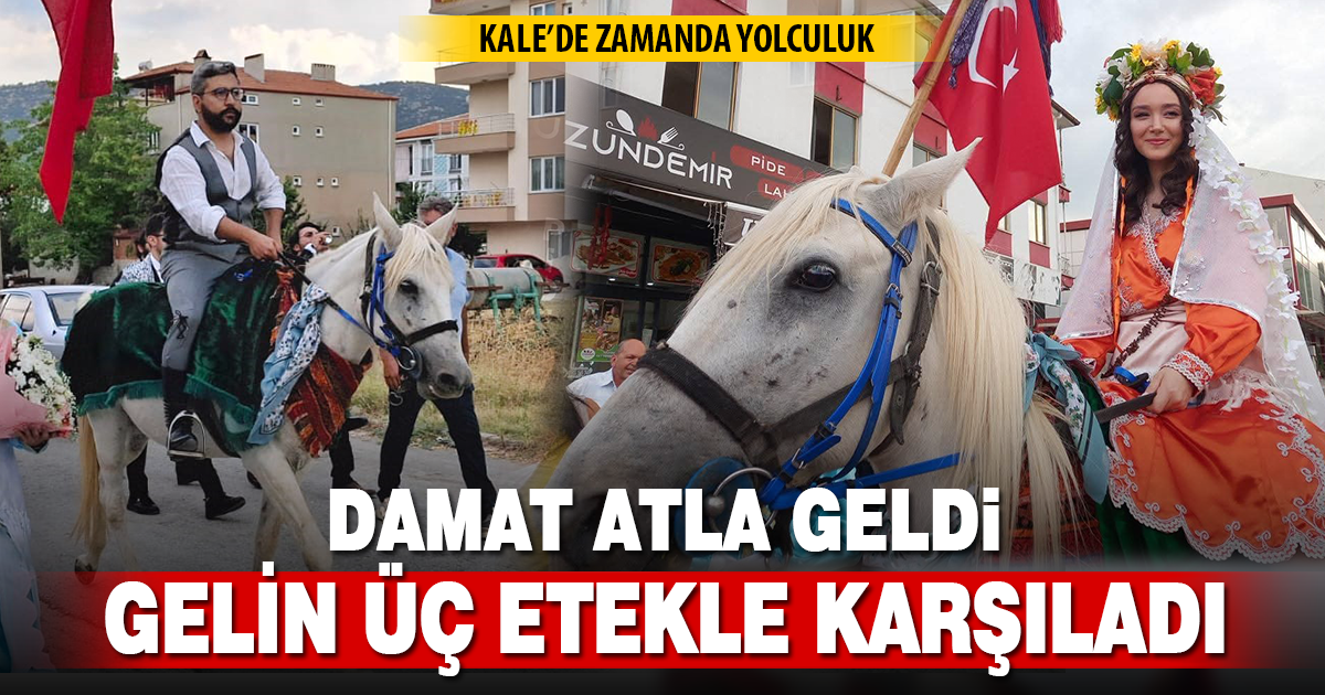 Körüklü çizme giren damat, üç etekli gelinini atıyla aldı