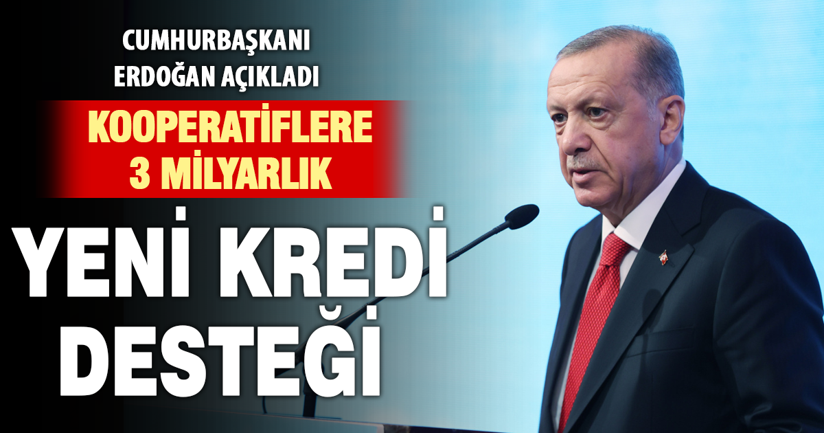 Cumhurbaşkanı Erdoğan: “Kooperatiflerimize toplam 3 milyar liralık kredi imkanı sunacağız”