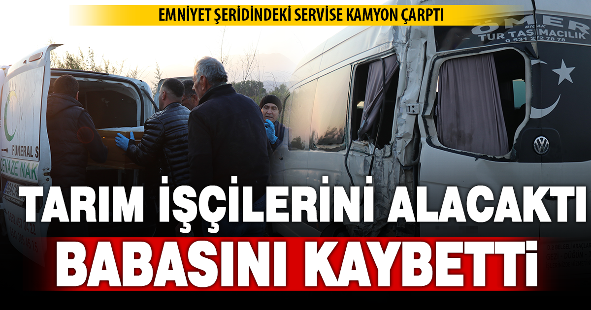 Kamyon emniyet şeridinde bekleyen işçi servisine çarptı: 1 ölü