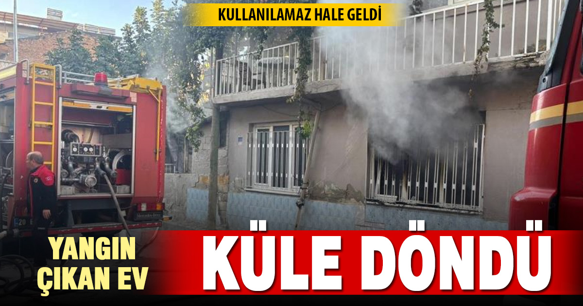 Denizli’de iki katlı evde yangın: bina küle döndü