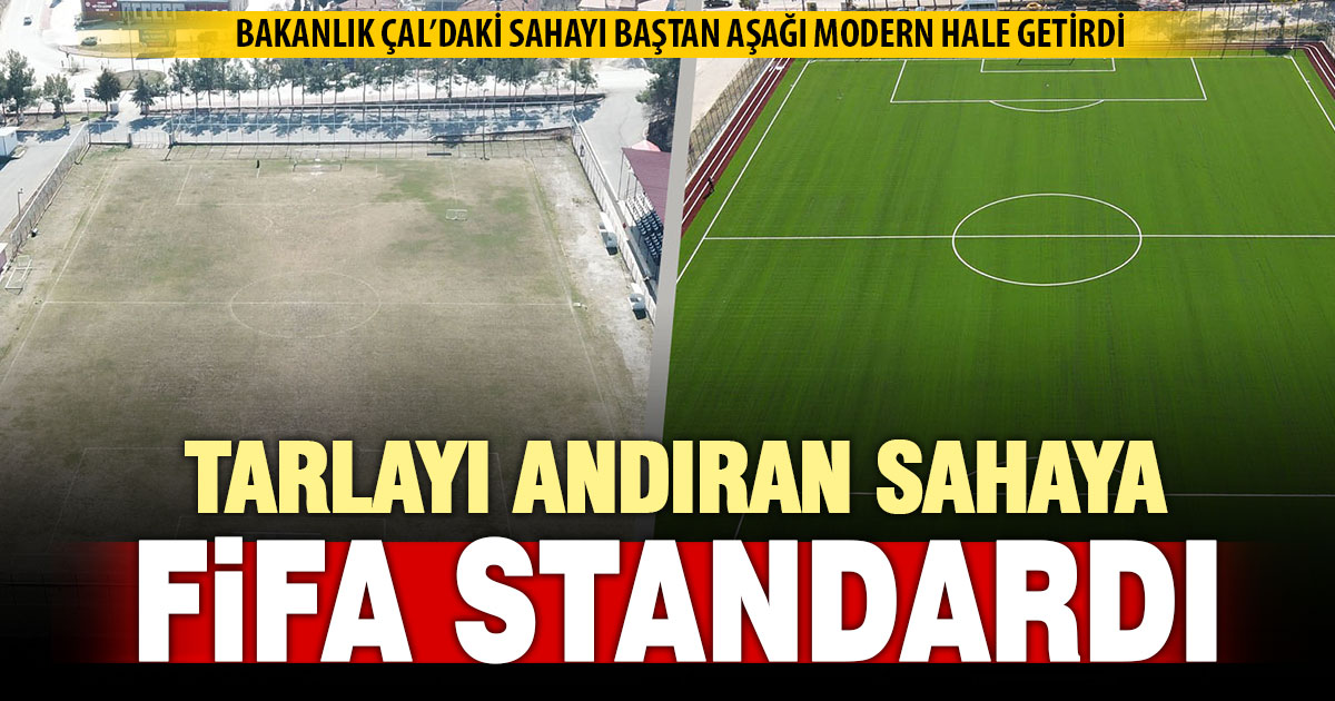 Çal’ın futbol sahası, FİFA standartlarında yenilendi