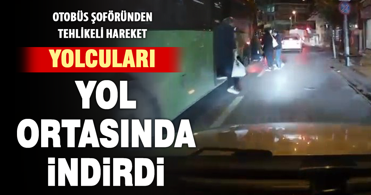 Durak yerine orta şeritte yolcu indirip alan halk otobüsü pes dedirtti
