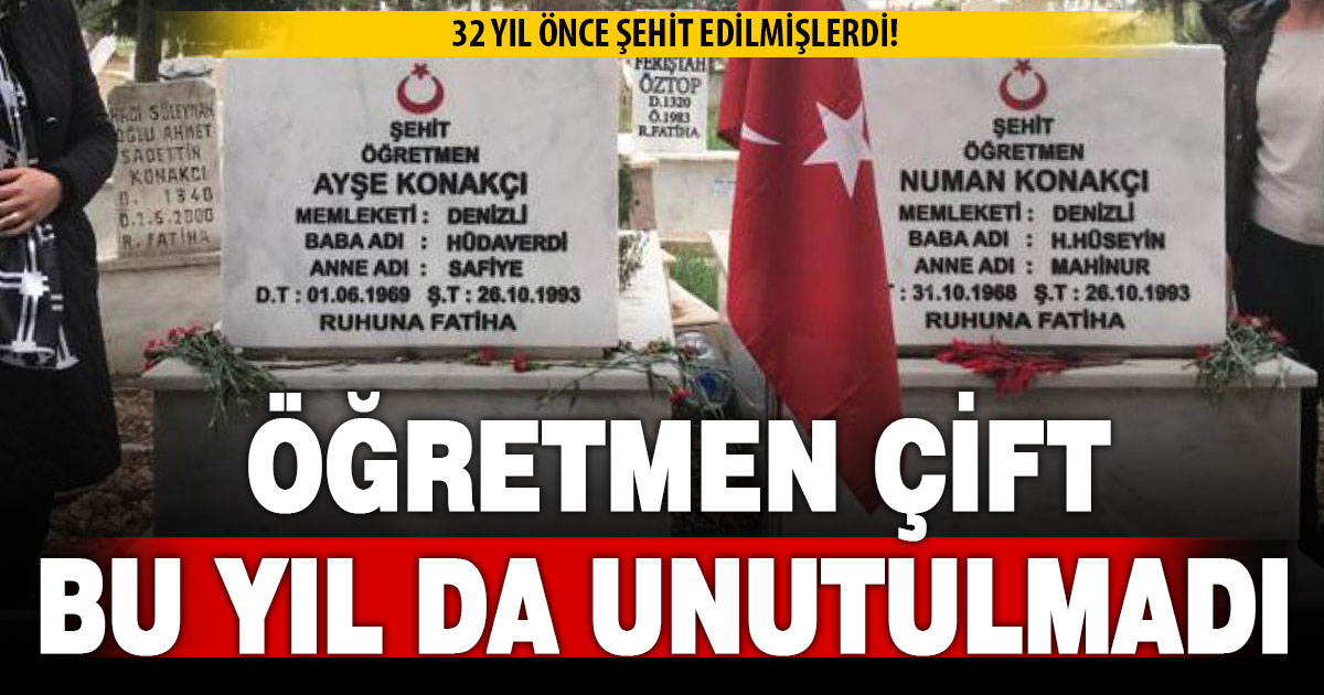 32 yıl önce şehit edilmişlerdi; Öğretmen çift bu yıl da unutulmadı