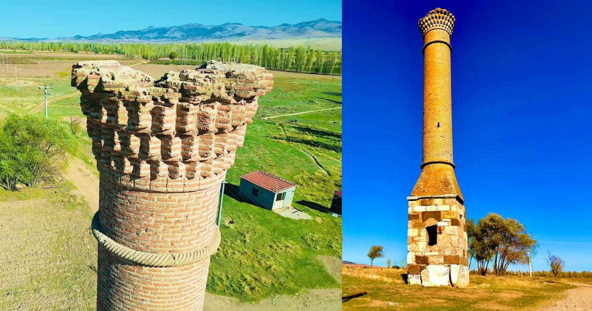 Mescidi yanan caminin minaresi 200 yılı aşkın süredir zamana meydan okuyor