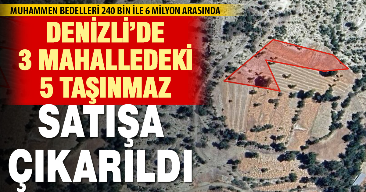 Denizli’de 3 mahalledeki 5 taşınmaz satışa çıktı