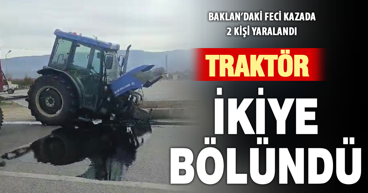 Refüjden yolun karşısına geçmek isteyen traktöre otomobil çarptı  