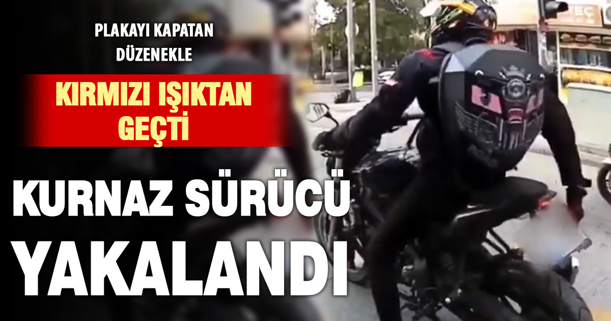 Plakayı düzenekle kapatıp kırmızı ışıktan geçti; Kurnaz Sürücü yakalandı