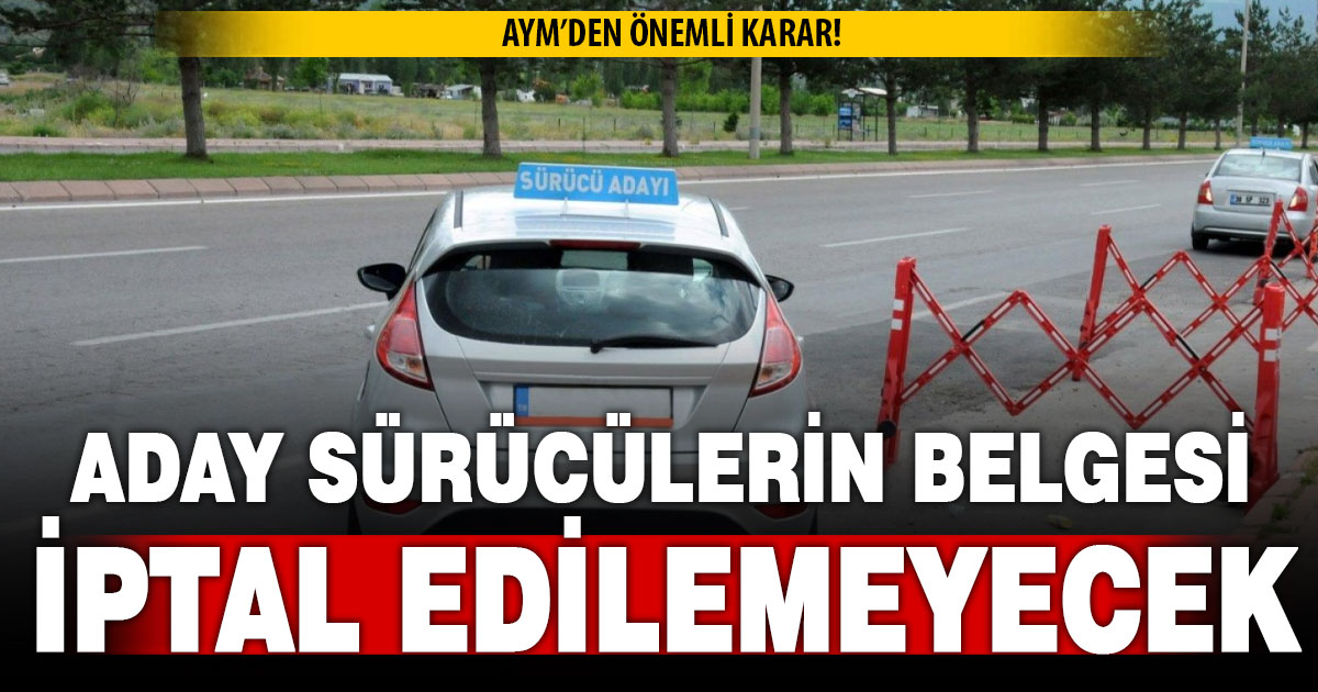 AYM’den önemli karar: Aday sürücülerin belgesi iptal edilemeyecek
