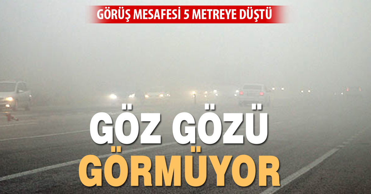 Denizli’de yoğun sis görüş mesafesini 5 metreye düşürdü