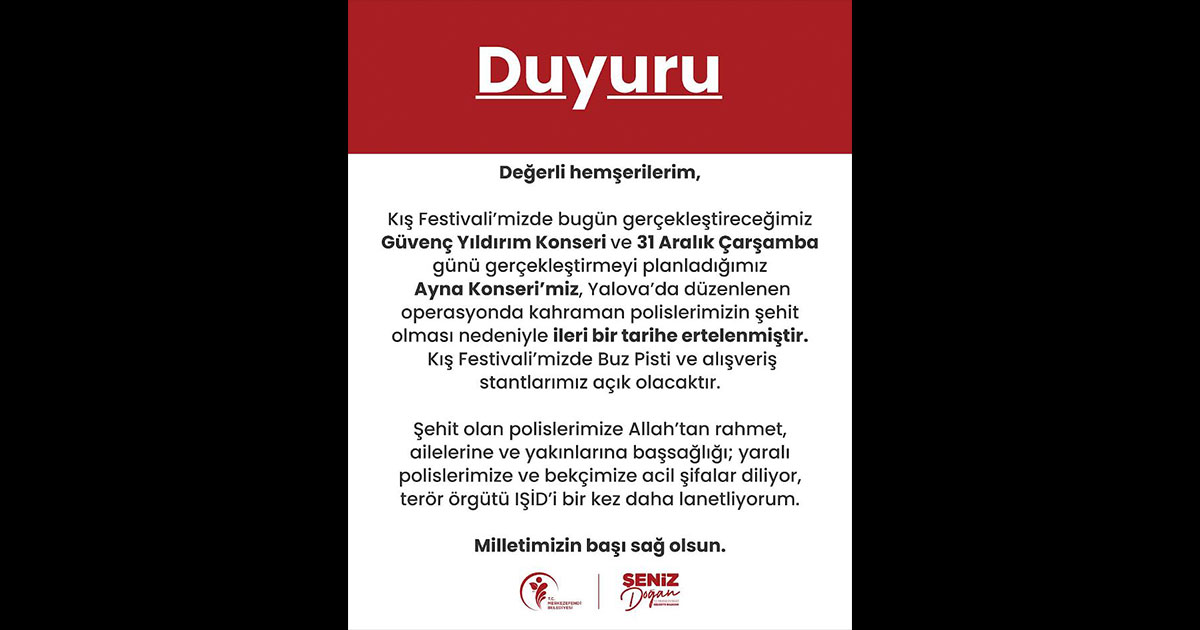 Merkezefendi’de konserler ertelendi