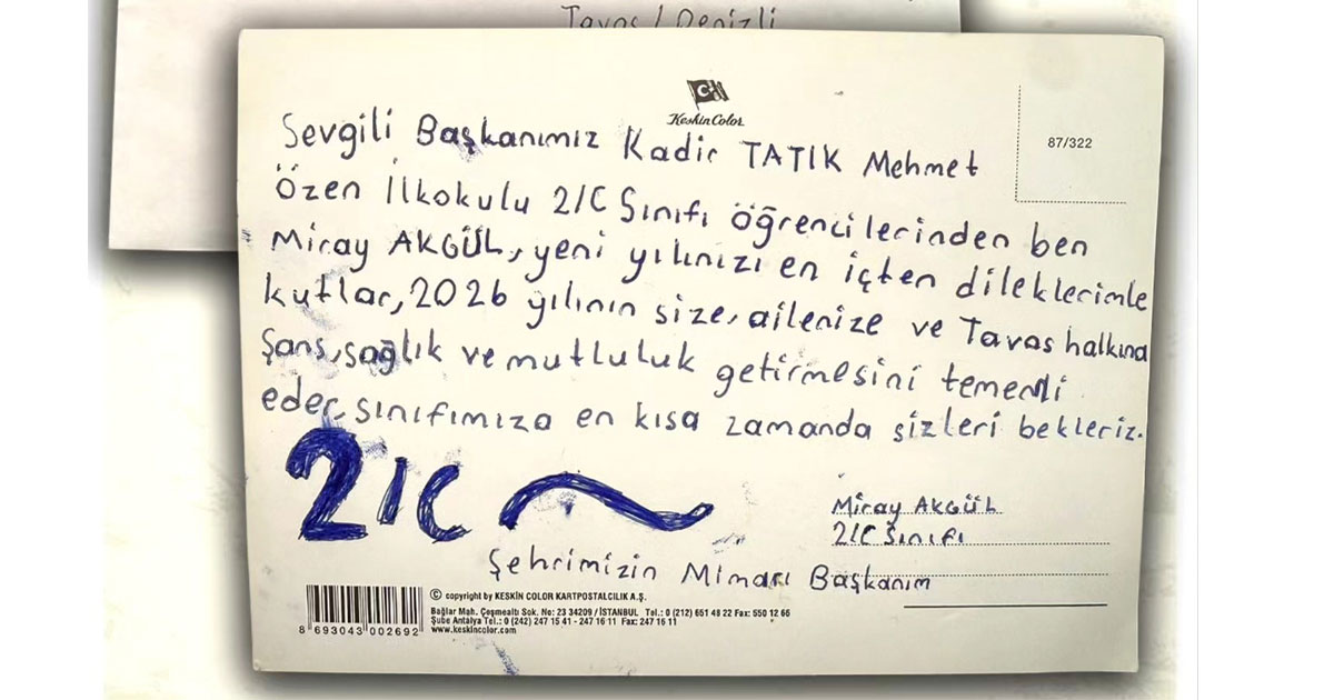 Başkanı duygulandıran yılbaşı kartı