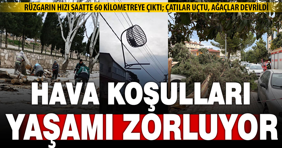 Denizli’de şiddetli rüzgar yaşamı olumsuz etkiliyor