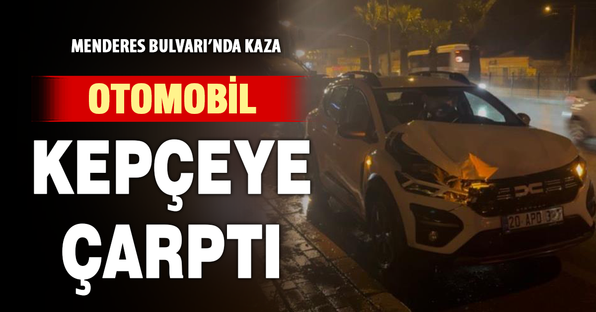 Kepçe ile çarpışan otomobilde maddi hasar meydana geldi 
