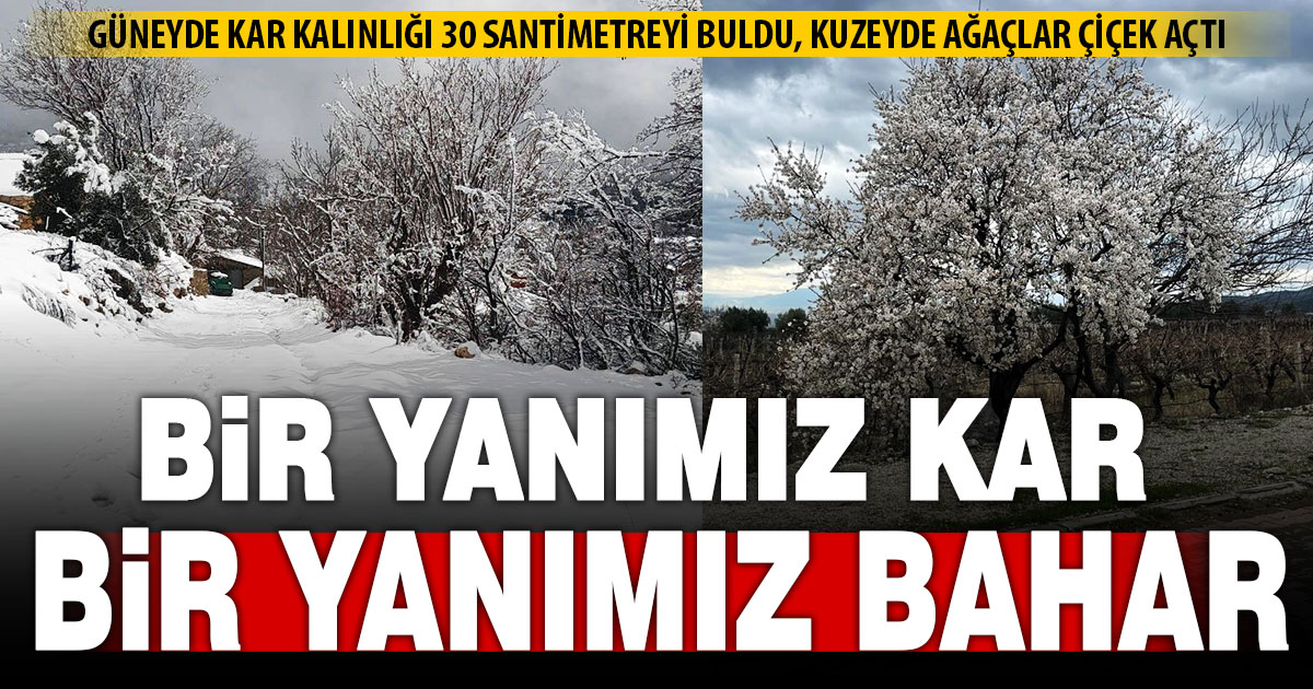 Denizli’nin bir yanı kar, bir yanı bahar