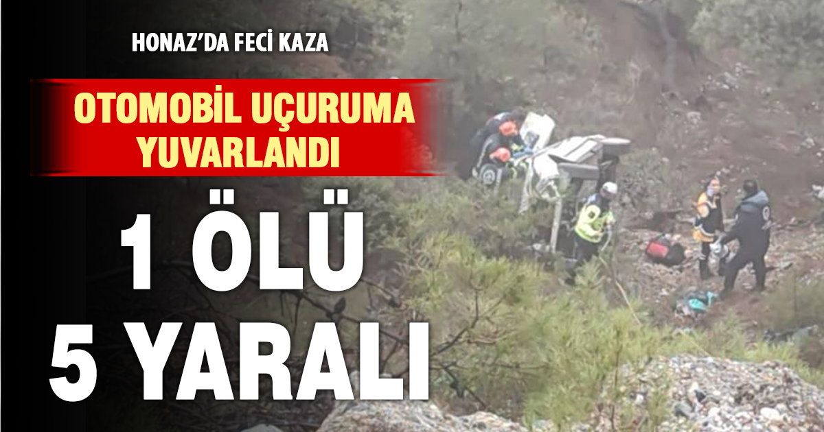 Denizli’de otomobil uçuruma yuvarlandı: 1 ölü, 5 yaralı