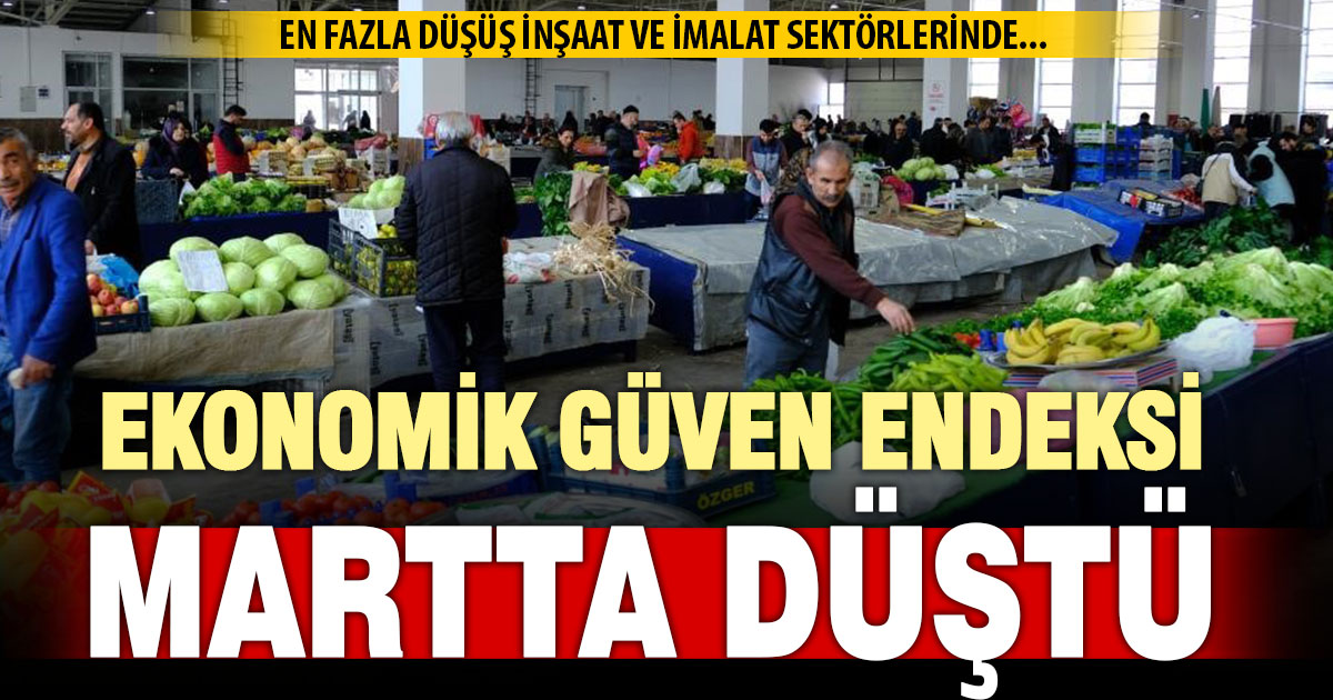 Ekonomik güven endeksi martta 2,8 puan düştü