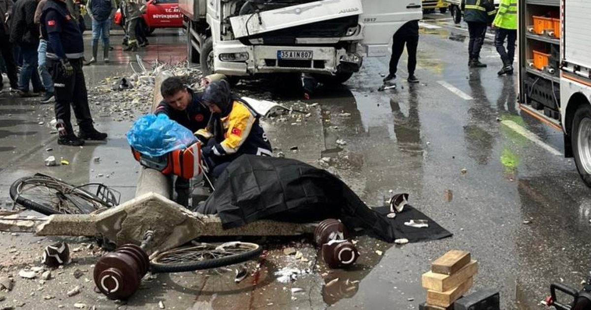 Beton direğin altında kalan bisikletli hayatını kaybetti