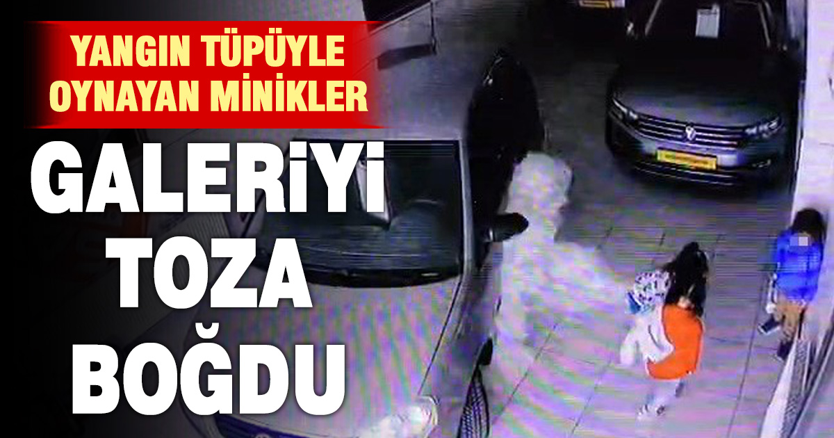 Afacanların yangın tüpüyle oyunu iş yeri sahibini korkuttu