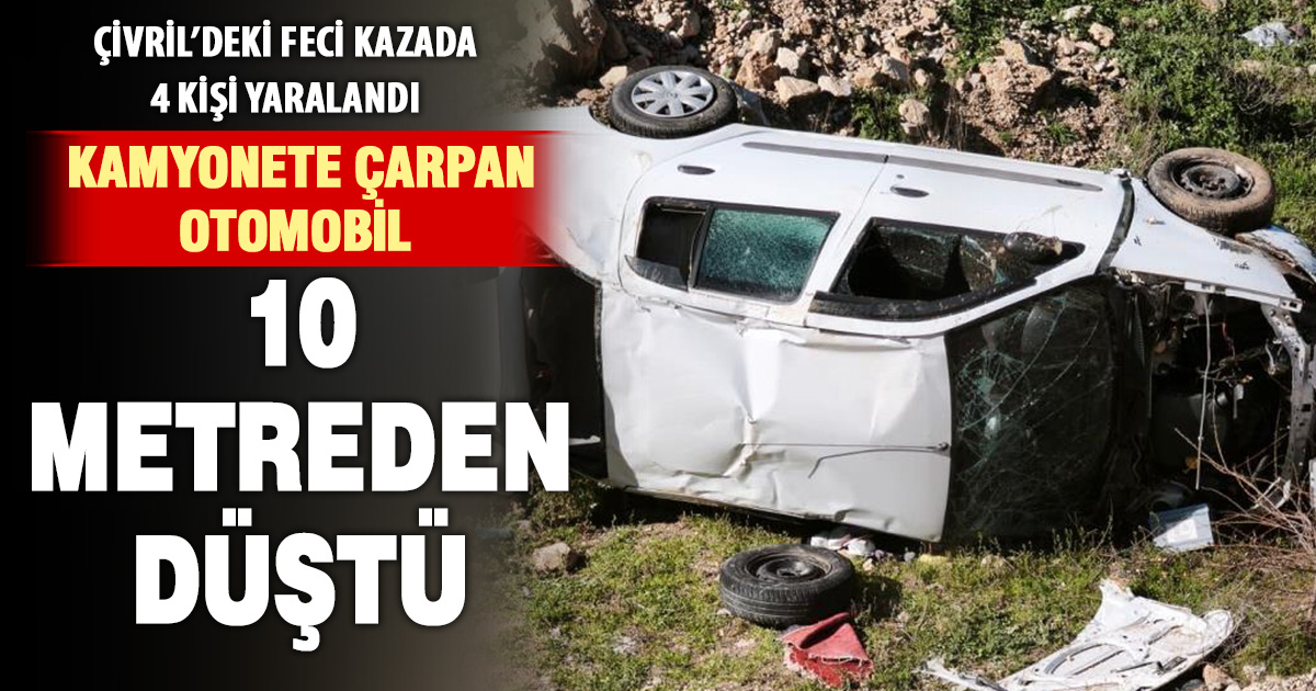 Emniyet şeridindeki kamyonete çarpan otomobil boş araziye uçtu: 4 yaralı 