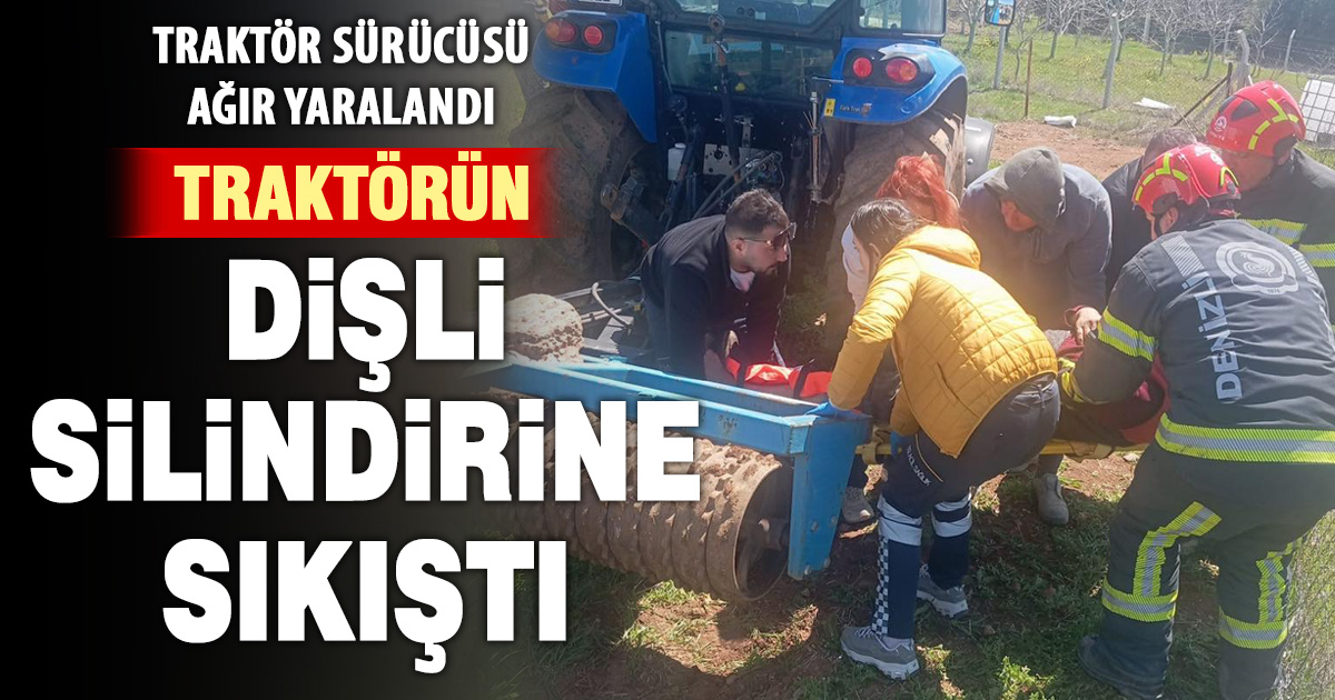 Tavas’ta dişli silindire sıkışan sürücü ağır yaralandı