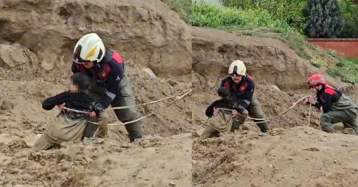 Çocuklar çamura saplandı