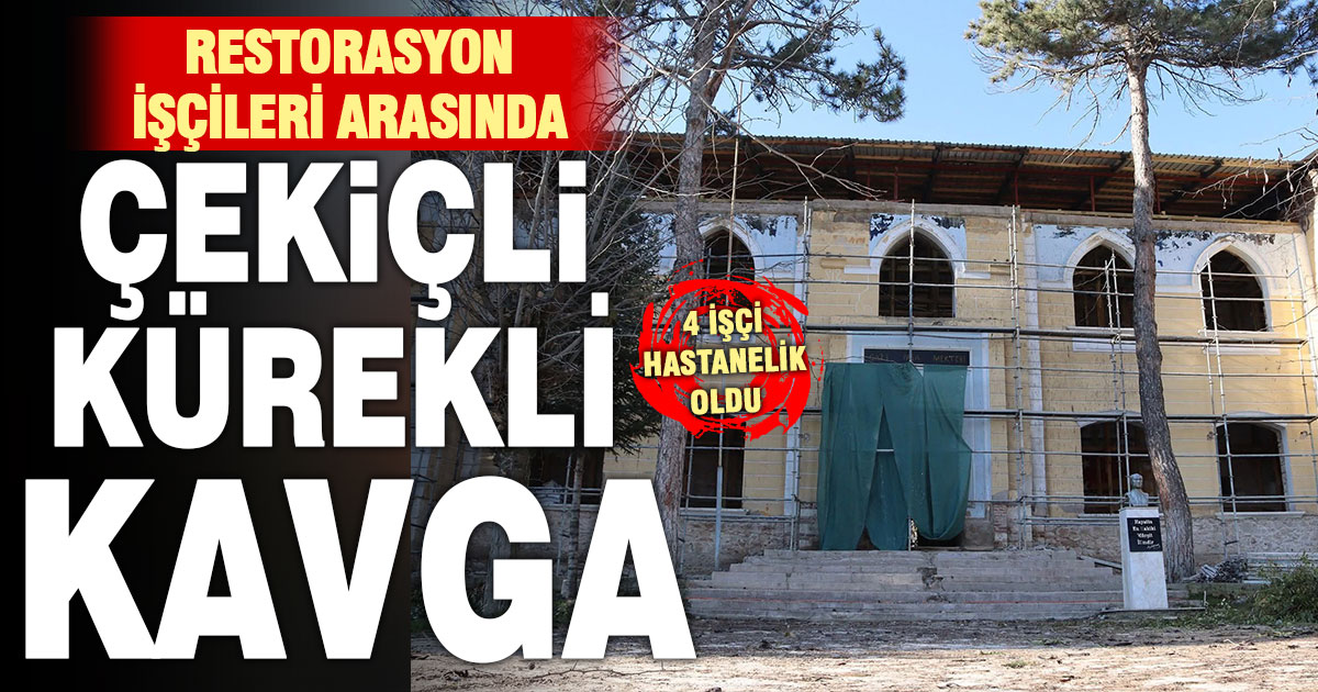 Çal’daki tarihi mektep restorasyonunda işçiler arasında kavga çıktı; 4 yaralı  
