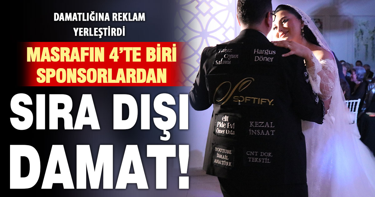 Düğün masrafını düşürmek için damatlığını reklam panosuna çevirdi  
