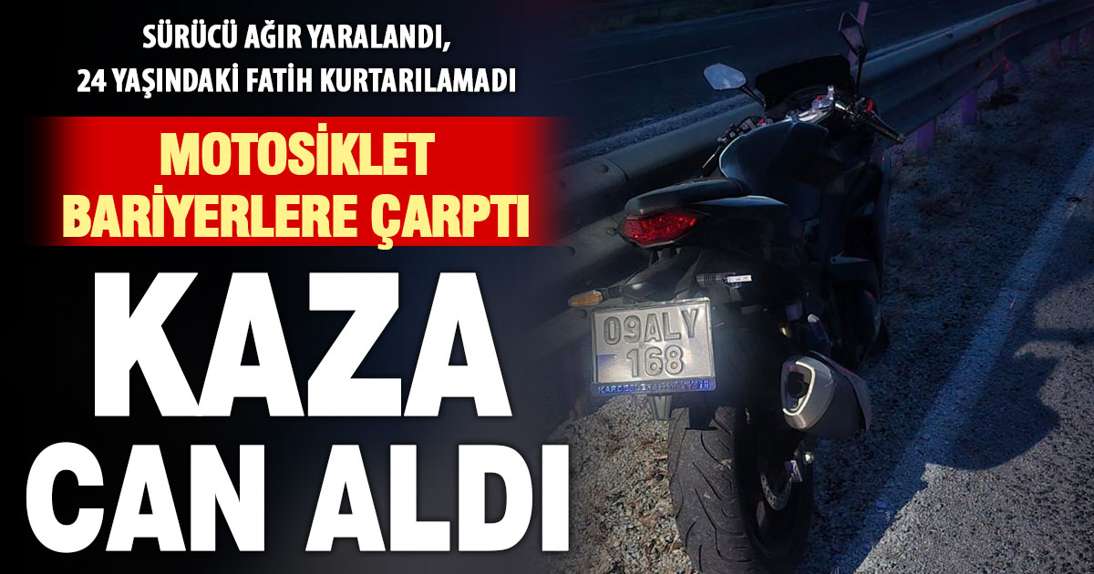 Motosiklet bariyere çarptı: Yolcu öldü, sürücü ağır yaralandı