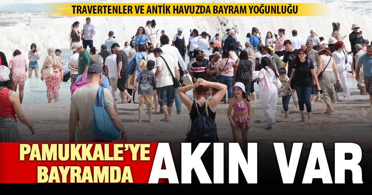 Pamukkale’de bayram tatili yoğunluğu yaşanıyor