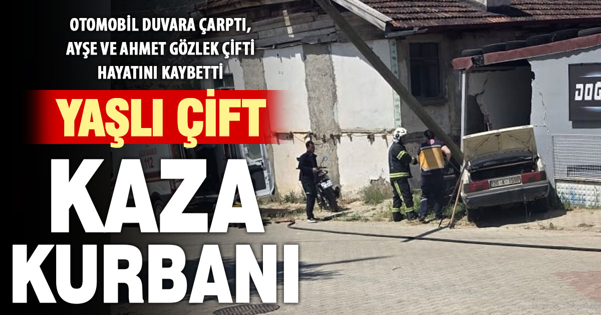 Deponun duvarına çarpan otomobildeki yaşlı karı koca hayatını kaybetti