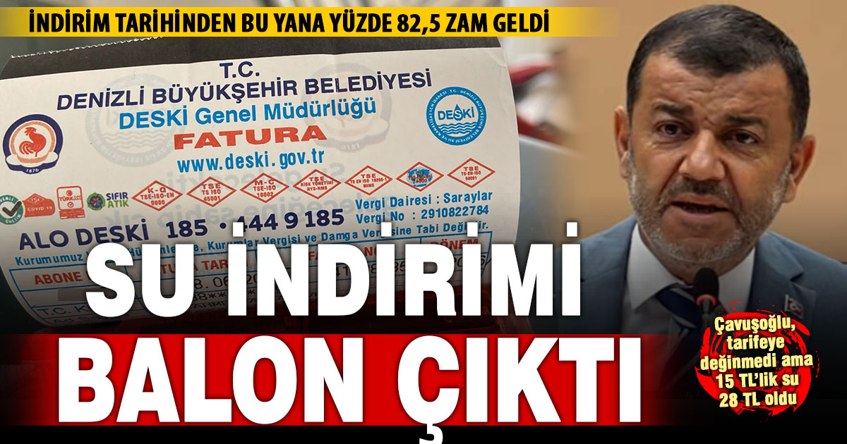Denizli’de indirim yapılmasından bu yana suya yüzde 82,5 zam geldi