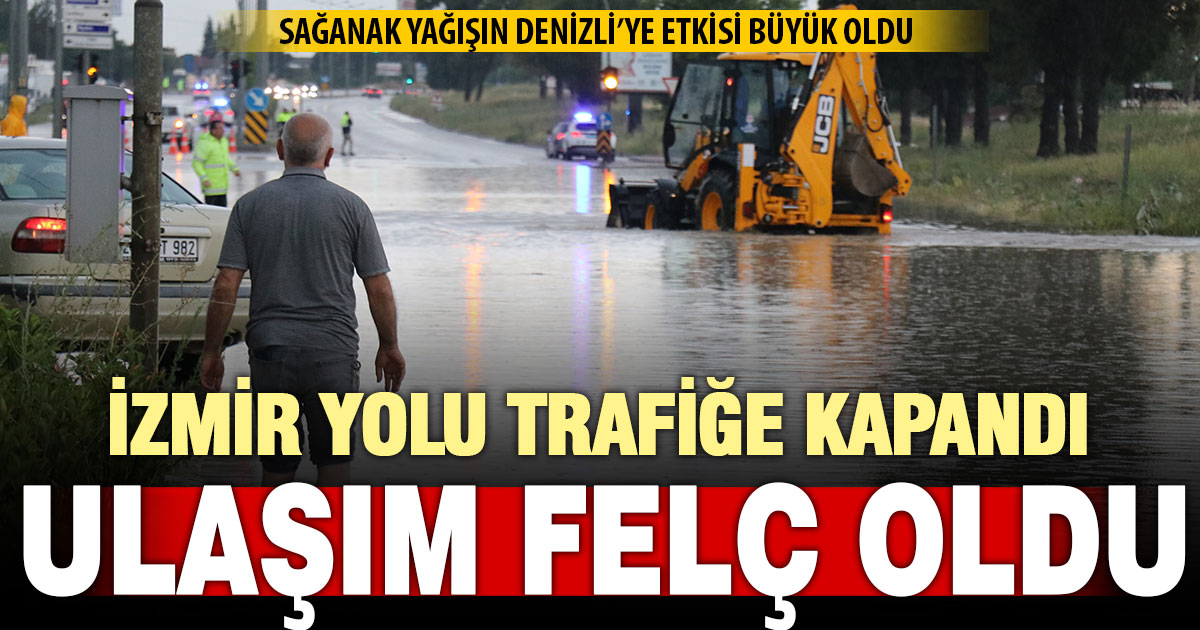 Sağanak yağış karayolunu ulaşıma kapattı