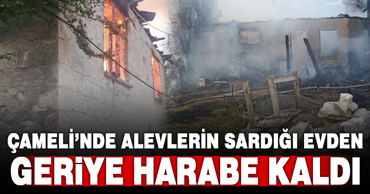 Tek katlı ev yangın sonrası harabeye döndü 